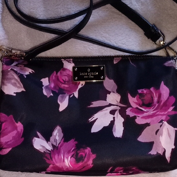 Kate Spade Black and Purple Floral Clutch - Picture 2 of 4
